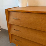 Vintage oak chest of drawers from the 1960s.