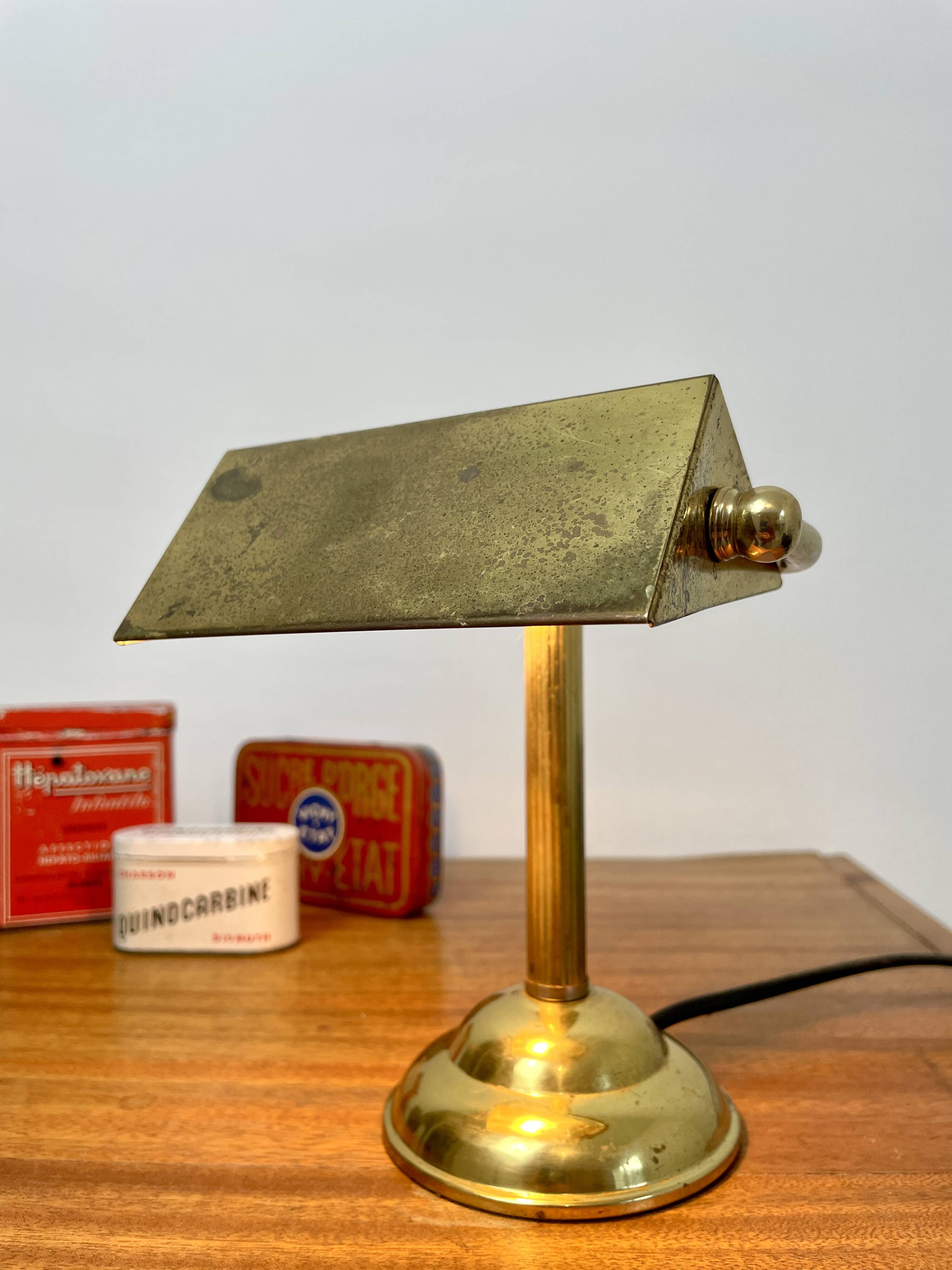 Antique brass notary lamp