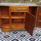 Narrow sideboard, art deco in light walnut, gray marble top