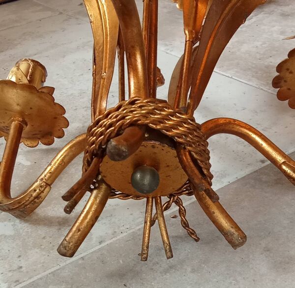 Lustre vintage épi gerbe de blé métal doré