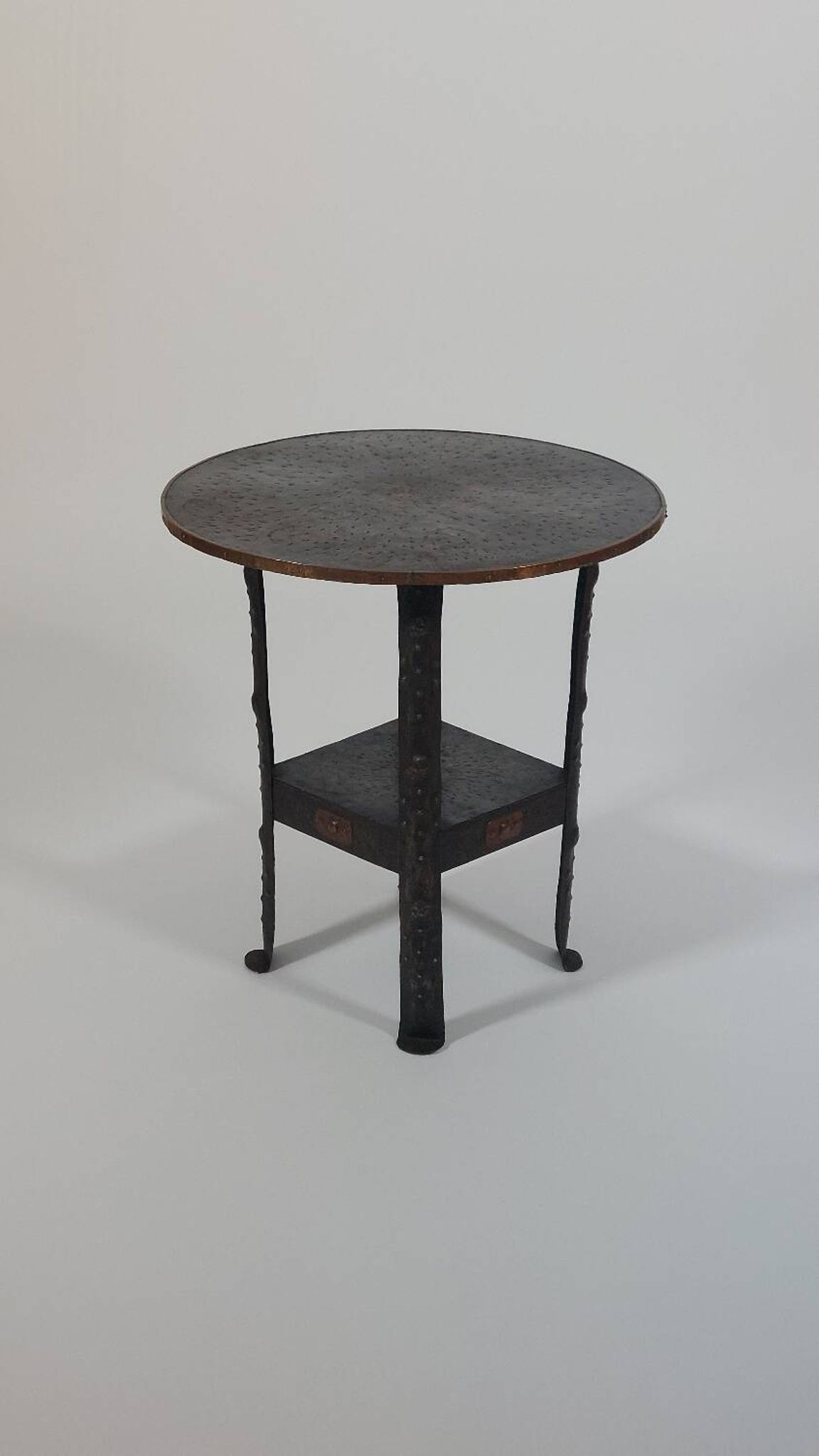 Antique Viennese side table handcrafted in wrought iron.