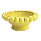 Vase en céramique jaune italien avec des motifs de fruits citron jaunes.