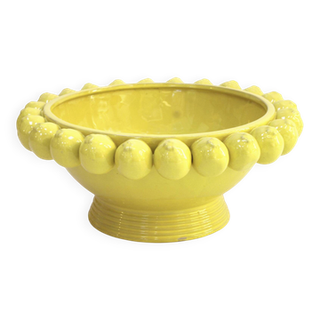 Italian Yellow Ceramic Vase with Yellow Lemon Fruit Motifs
