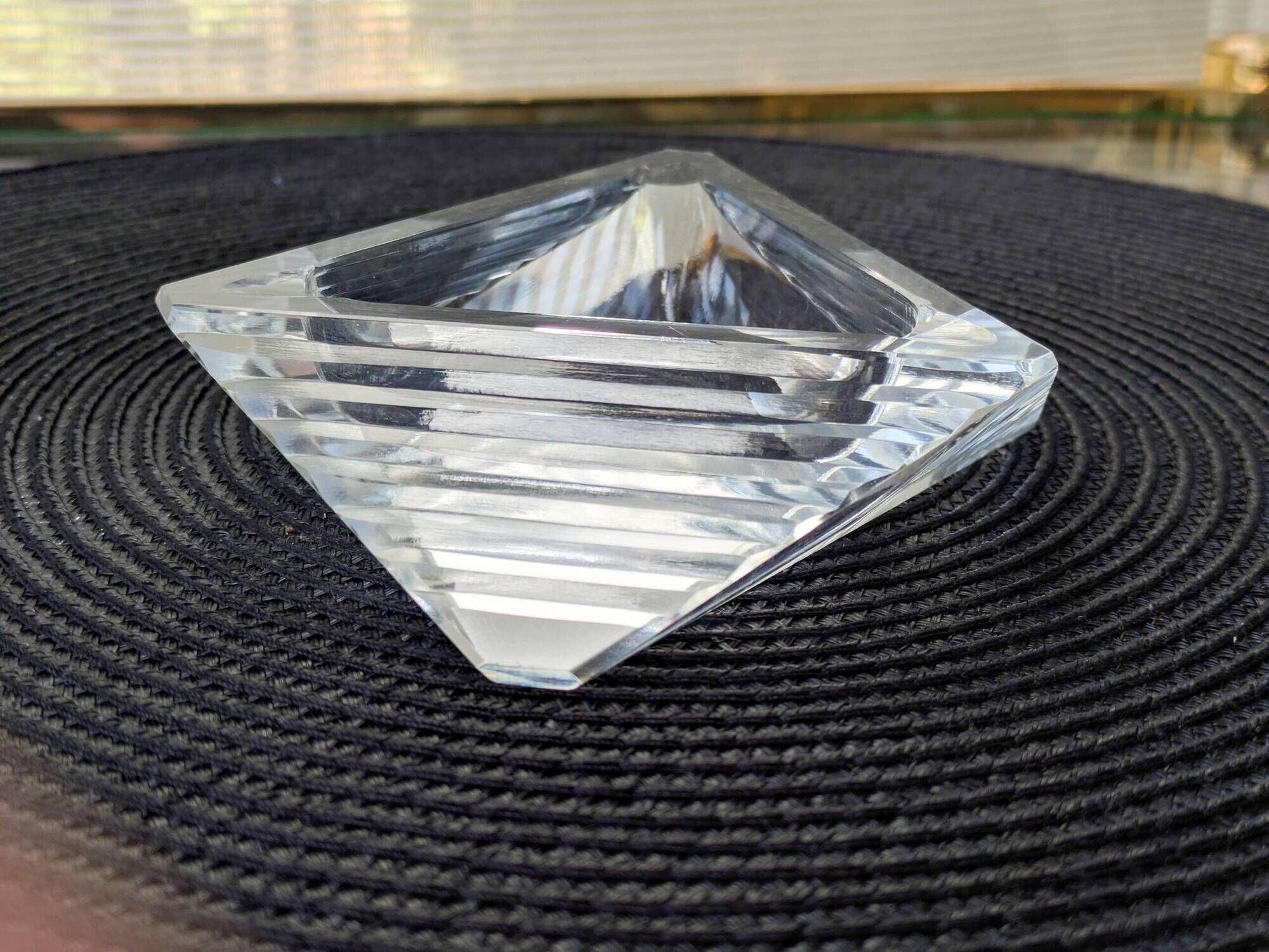 Ashtray pocket tray faceted glass Murano Midcentury style