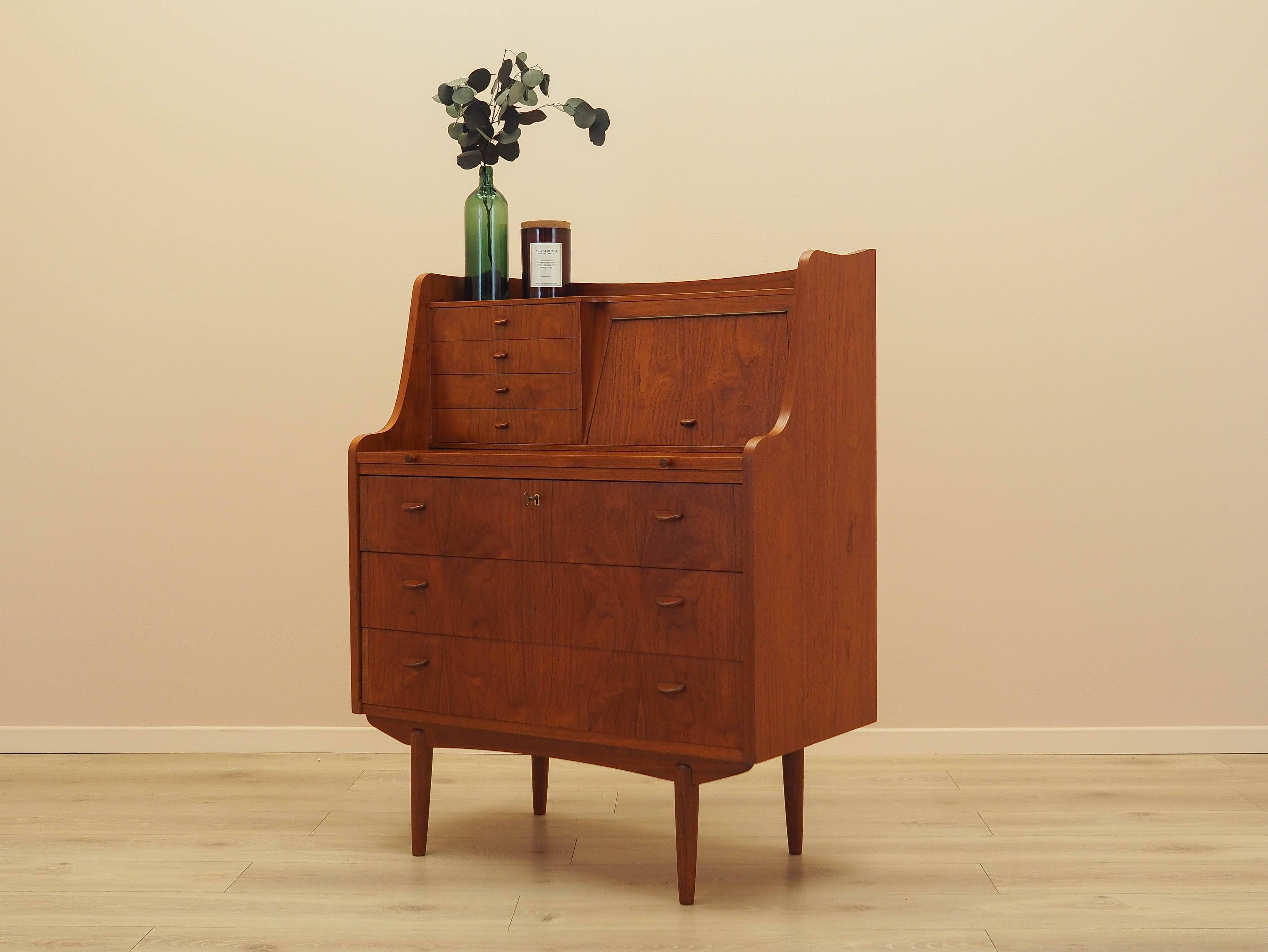 Bureau secrétaire en teck, design danois, années 1970, fabricant : AG Spejl Kobberbes