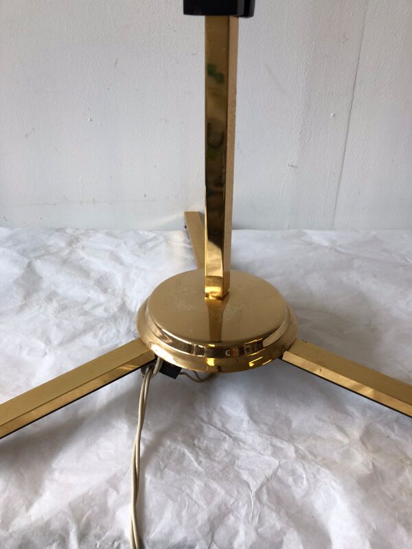 Lampadaire métal laiton et  opaline Maison Arlus