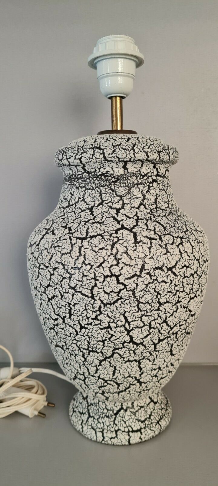 Table lamp in cracked ceramic black & white vintage 60s /70s