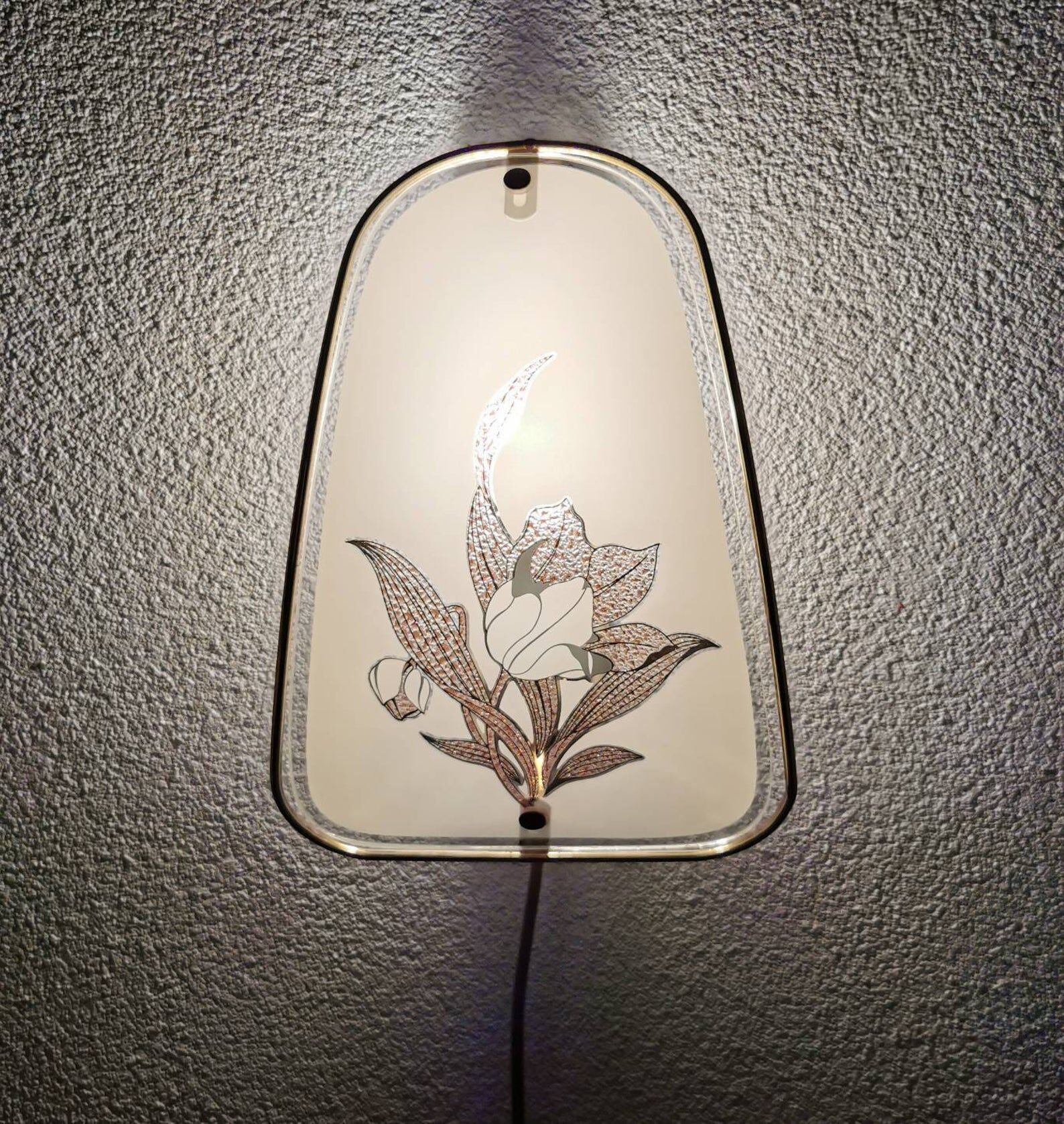 Vintage applique with 1980 glass lampshade
