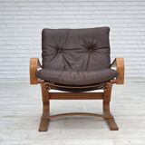 1970s, Danish armchair by Komfort, furniture leather, canvas, bent wood.