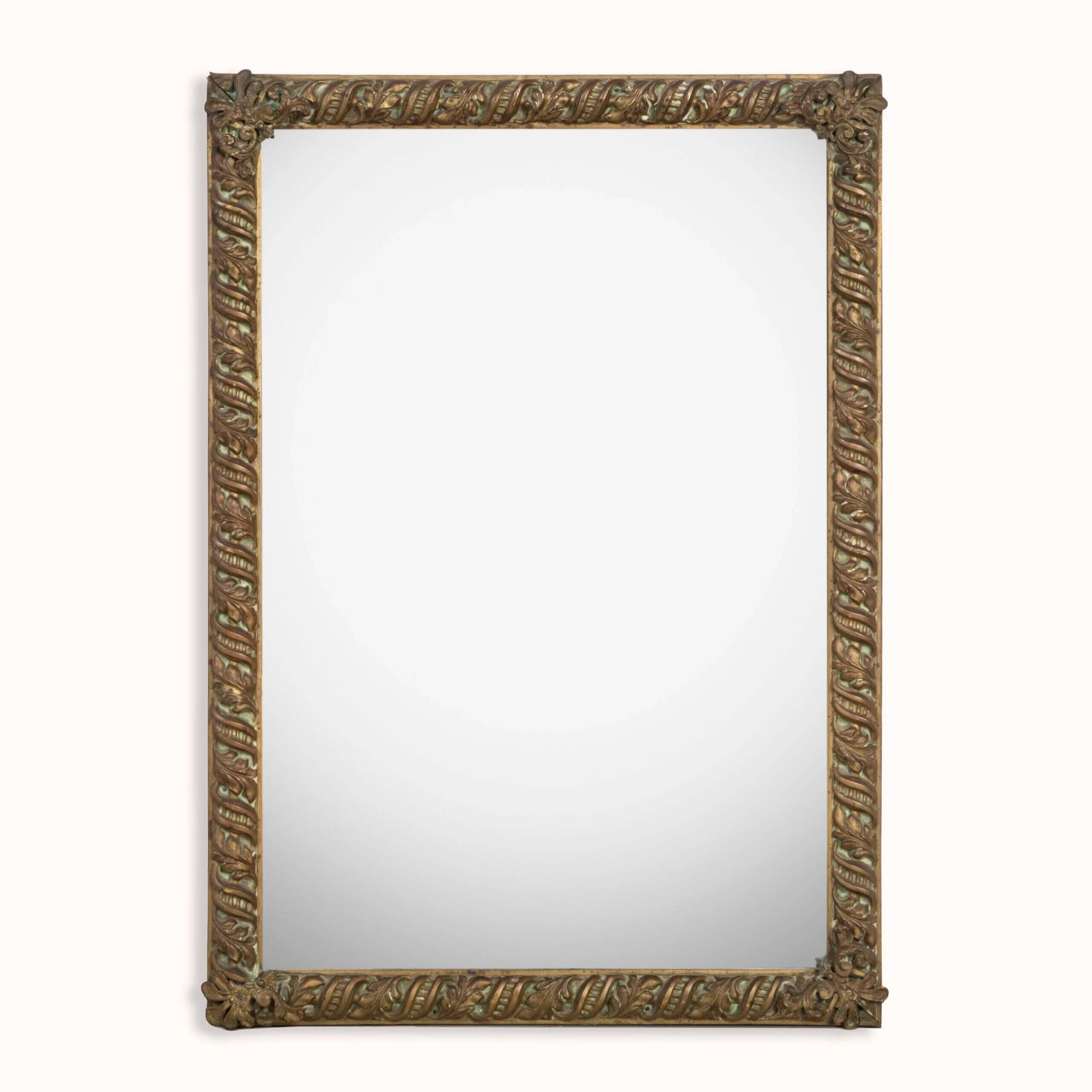 Rectangular copper mirror in Arts & Crafts style