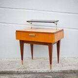 Vintage bedside table, wooden nightstand with shelf, side table, end table, 50's