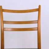 Series of 6 Swedish chairs in Elm and black Skai by Yngve Ekstrom for Gemla 1960.