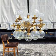 Lustre 19 feux en laiton, Italie 1960