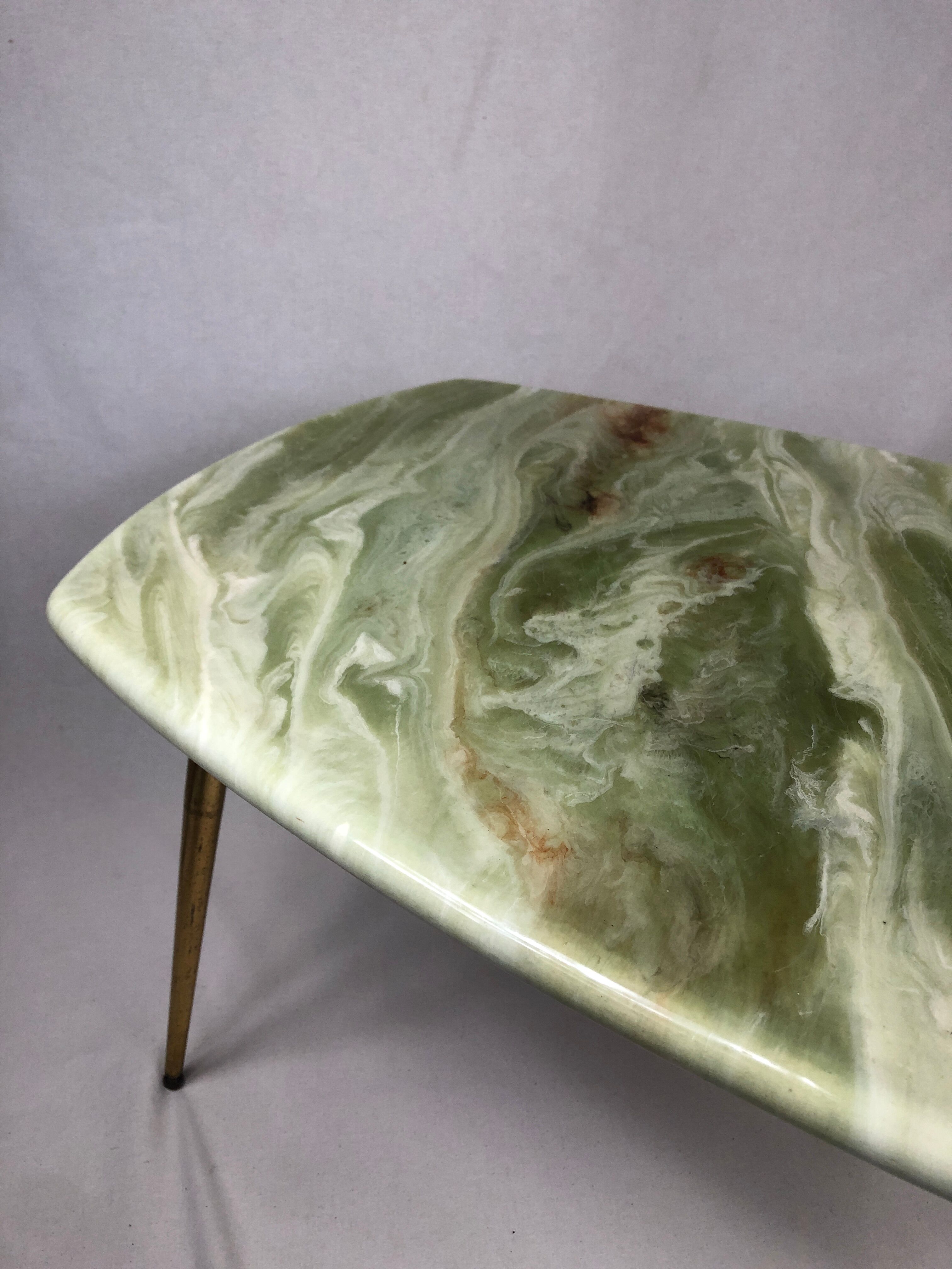 Vintage coffee table legs compass & wooden top marble effect 1970/1980