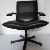 Office armchair in leather by Jean Louis Berthet pure Mobilier International, 80s