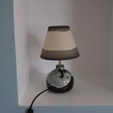 Table lamp in enamelled stoneware and handmade lampshade