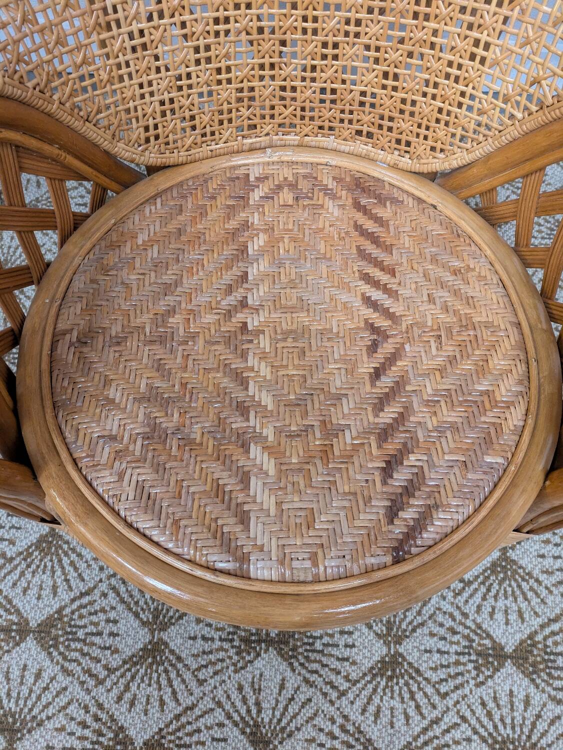 Pair of caned armchairs