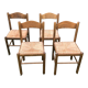 4 chaises bois et paille