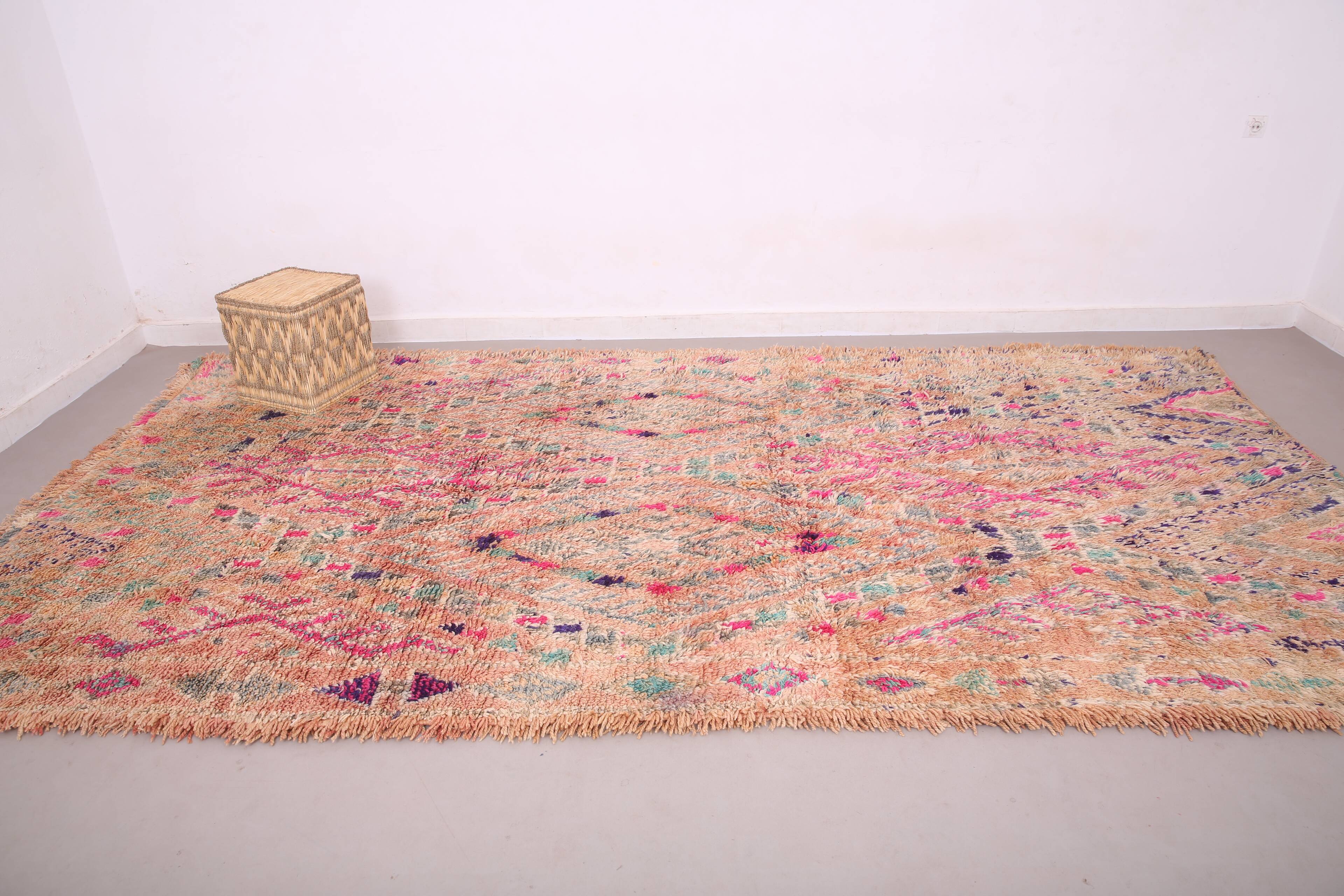Vintage Handmade Boujaad Rug 203 x 397 cm - Moroccan Rug - Berber Wool Rug