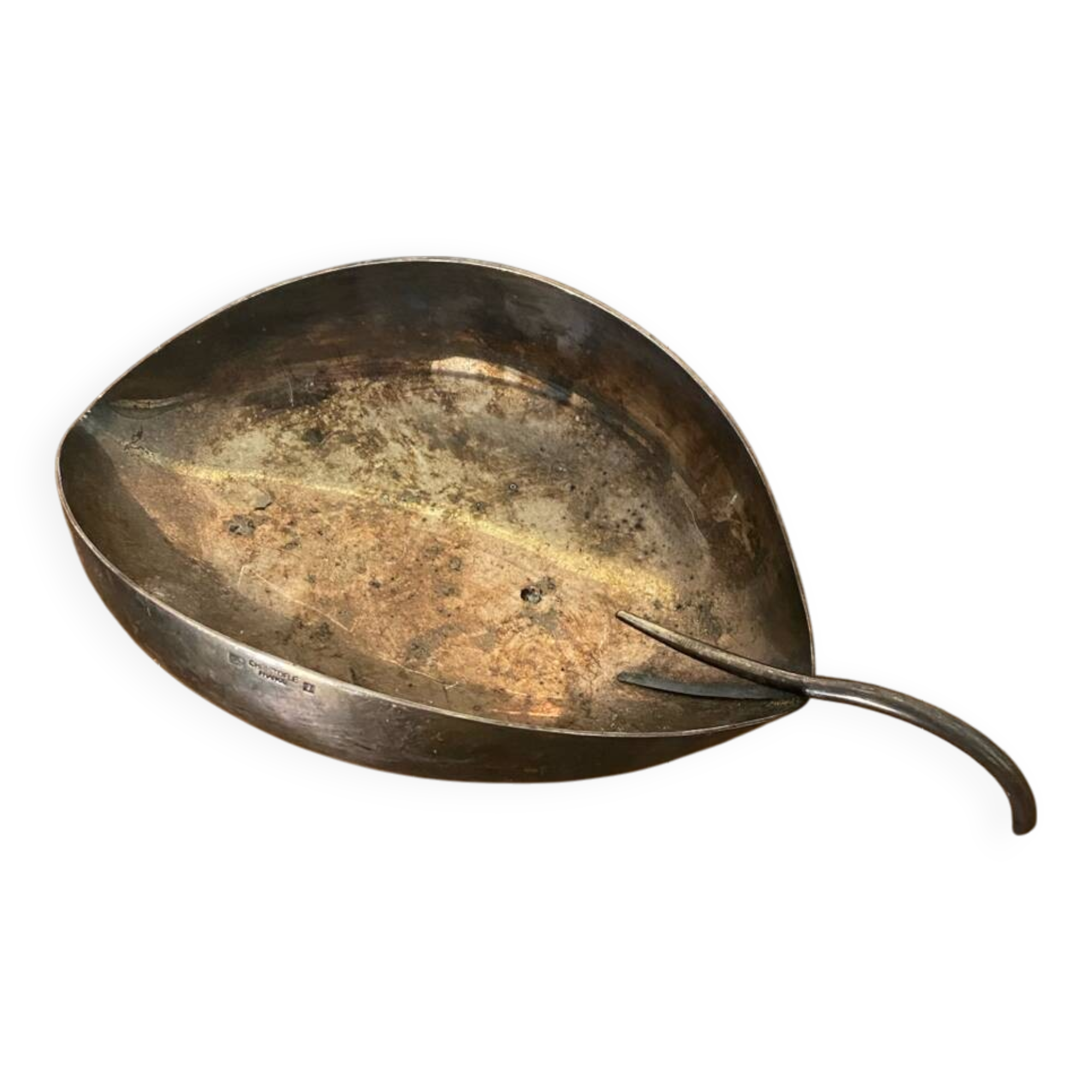 Old CHRISTOFLE Lino Sabattini Leaf Shaped Silver Metal Empty Pocket #C