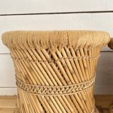 4 tabourets corde et rotin