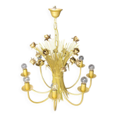Vintage metal flower chandelier, 1980s
