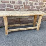 Table industrielle primitive établi en bois naturel brut vintage bohême commerce magasin