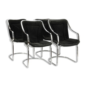 4 chaises en métal chrome,