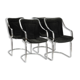 4 chairs in metal chrome, cidue, italy, 1980