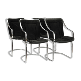 4 chaises en métal chrome, Cidue, Italie , 1980s.