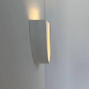 Vintage half-circle wall lamp, white lacquered metal and opaline glass, France 1970