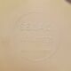 Barrel chair + 2 poufs Selac 1970s cognac and white faux leather