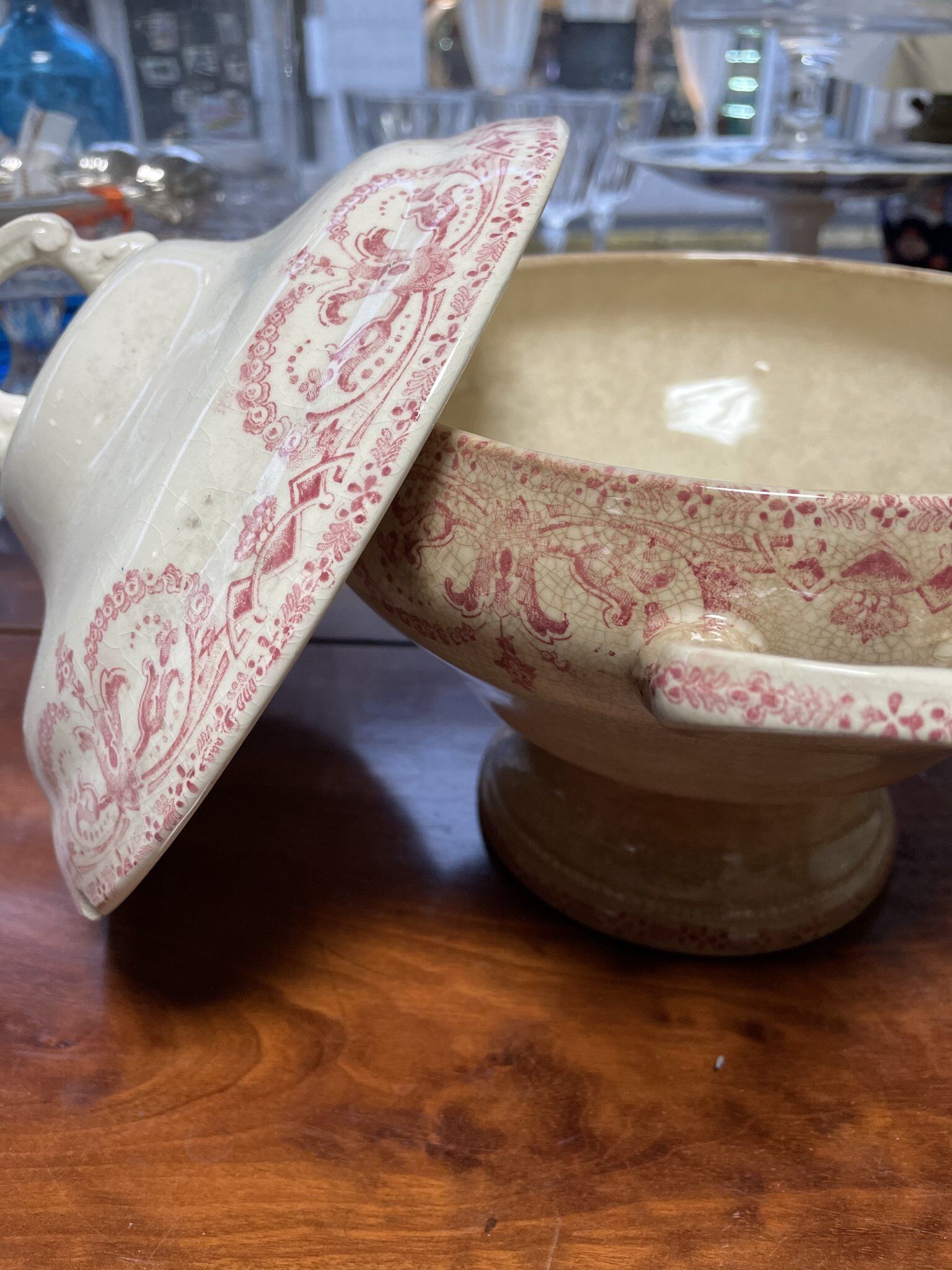 Soupière in earthenware iron earth Sarreguemines service Edge 1900
