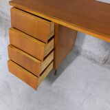 Bureau vintage design en bois clair années 50 60