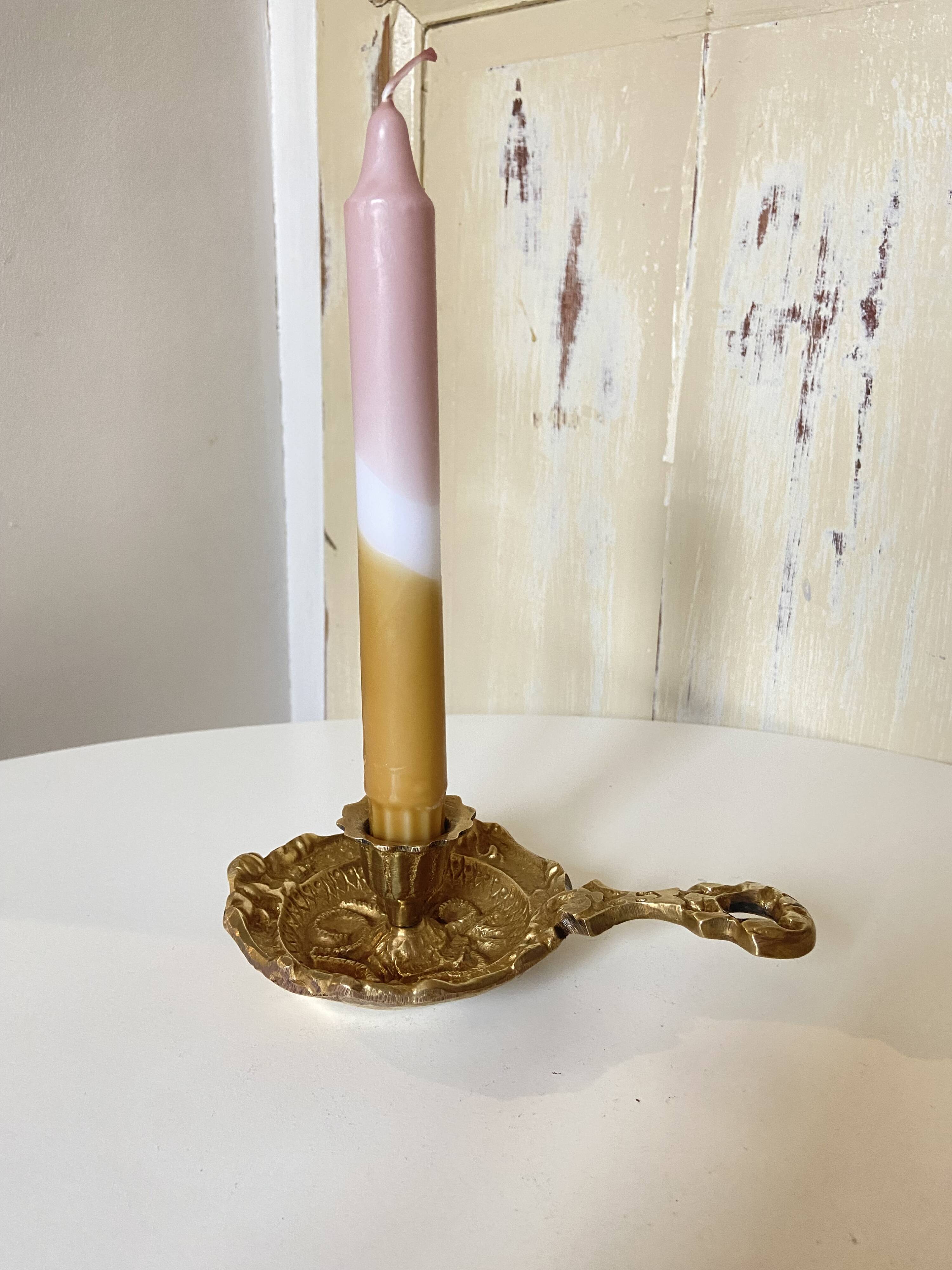 Antique Brass Candle Holder "Cell Rat" - Rustic Elegance