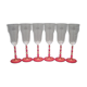 6 colored glass champagne flutes