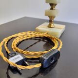 Onyx and brass lamp with opaline globe