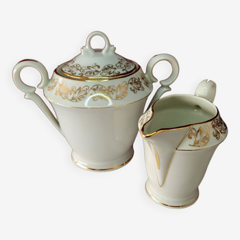 Berry Limoges porcelain sugar bowl and creamer set