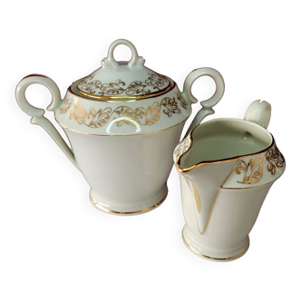 Berry Limoges porcelain sugar bowl and creamer set