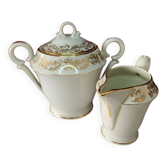 Ensemble sucrier et crémier en porcelaine du Berry Limoges