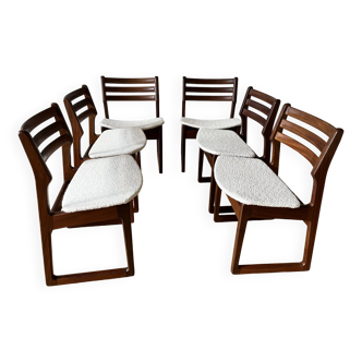 6 Teak and French terry chairs