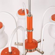Vintage 70's chandelier in orange metal and glass italian design
