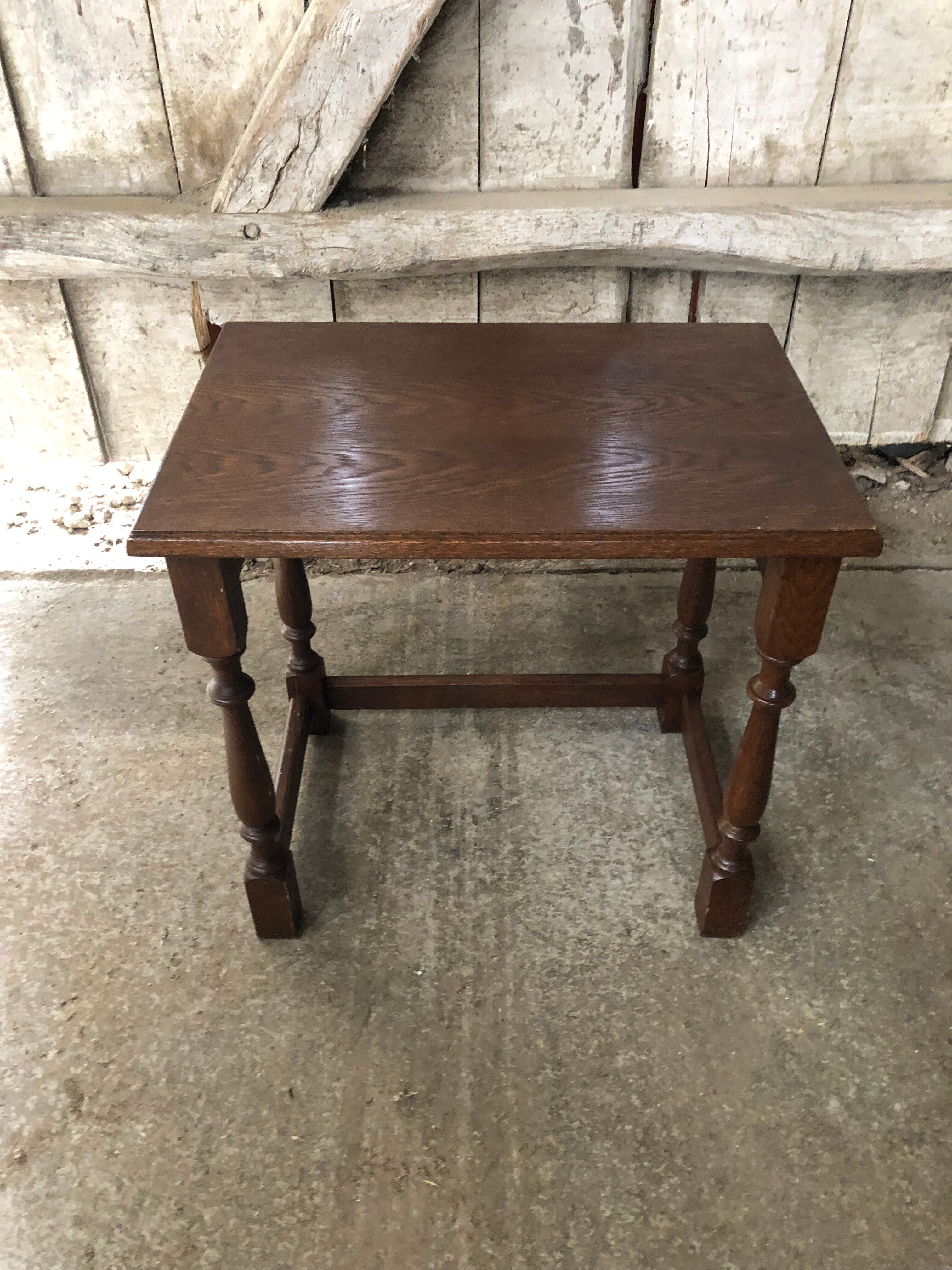 Old Coffee Table End Of Sofa Wood Turned Feet Vintage