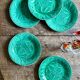 Set of 6 vintage green earthenware plates