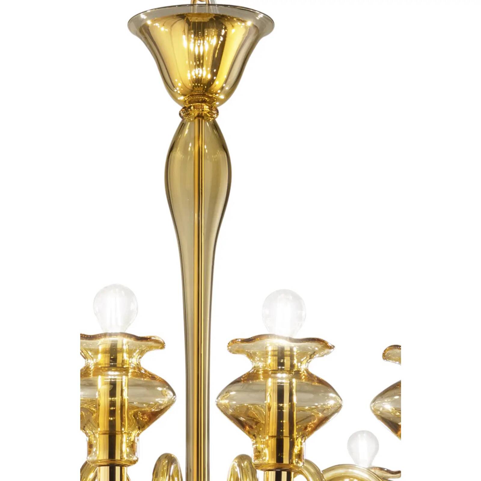 Luxury Modern Murano Glass Chandelier with Amber Finish