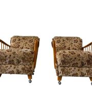 Ensemble de 2 fauteuils/sièges club vintage en bois