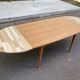 Scandinavian extendable dining table stripped in raw teak 1960 certified NF