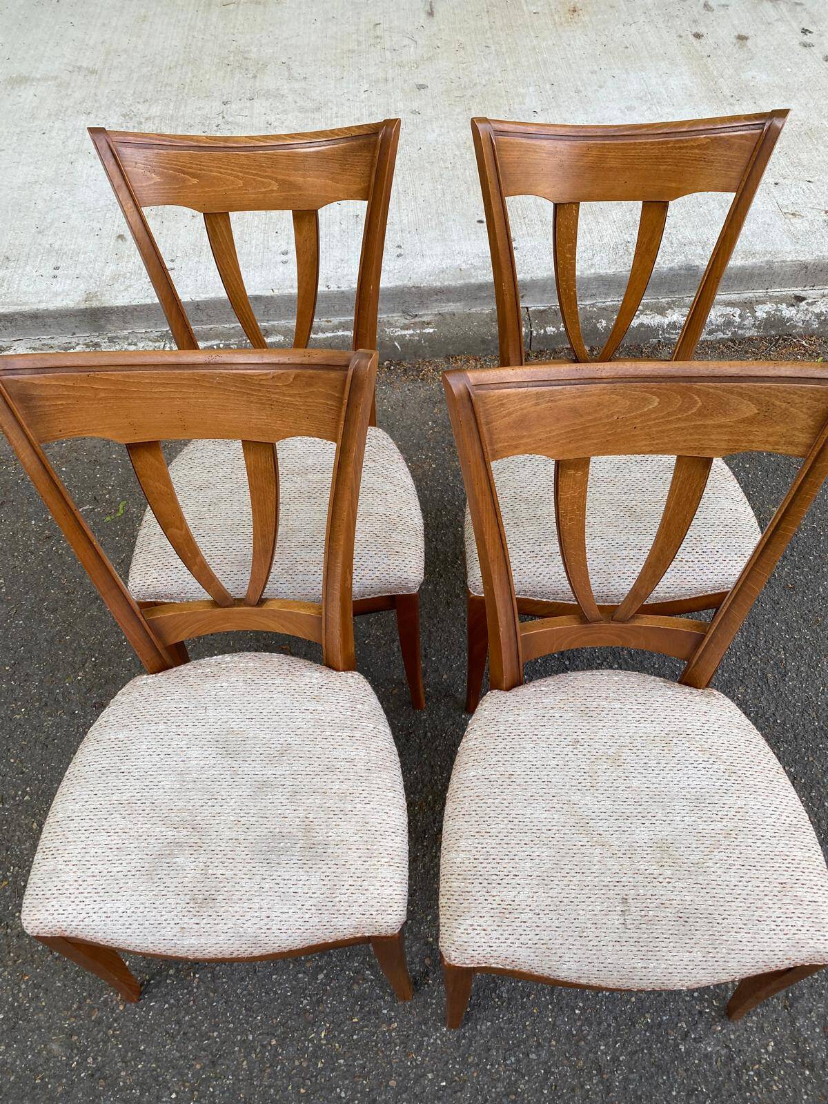 4 solid wood and fabric dining room chairs