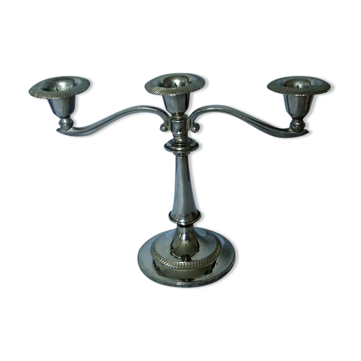 Candle holder 3 branches in silver metal