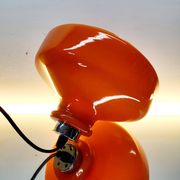 Suspension vintage en verre opalin orange avec finition chromée, années 60